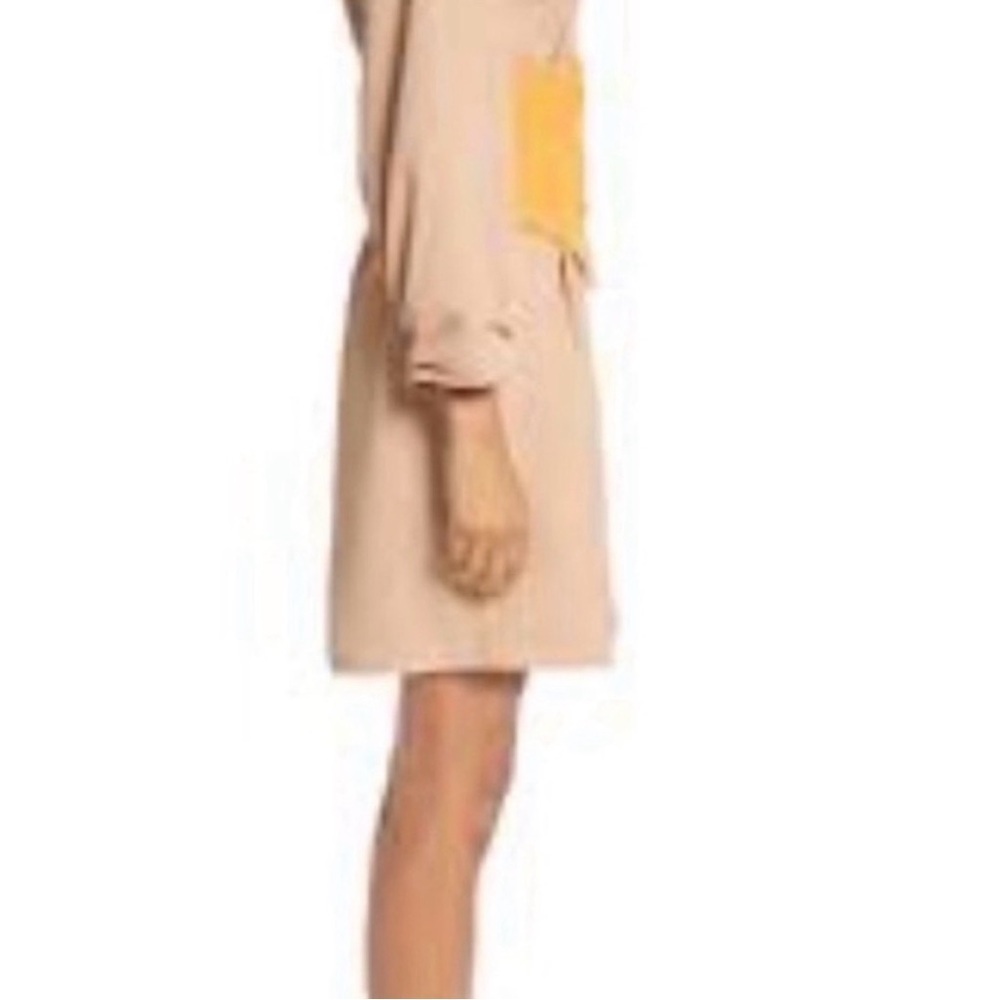 Tibi Shirred Sleeve Corset Waist Shift Dress Tan and Yellow - Picture 3 of 11